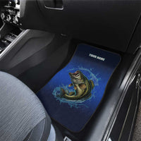 Custom Jumping Bass Fishing Car Mats with Water Splash and Lightning Background - Wonder Print Shop