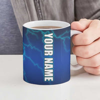 Custom Jumping Bass Fishing Ceramic Mug with Water Splash and Lightning Background - Wonder Print Shop