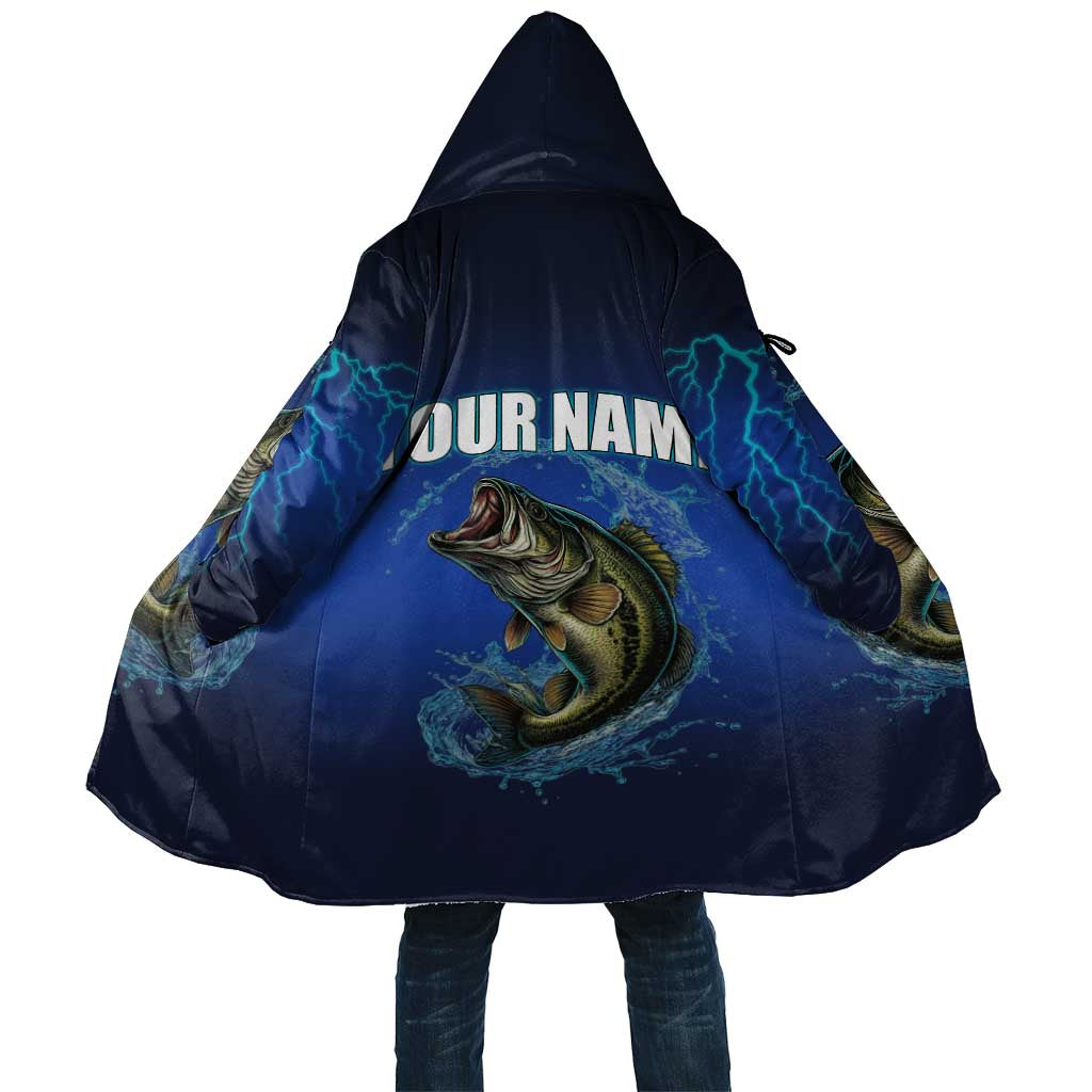 Custom Jumping Bass Fishing Cloak with Water Splash and Lightning Background - Wonder Print Shop
