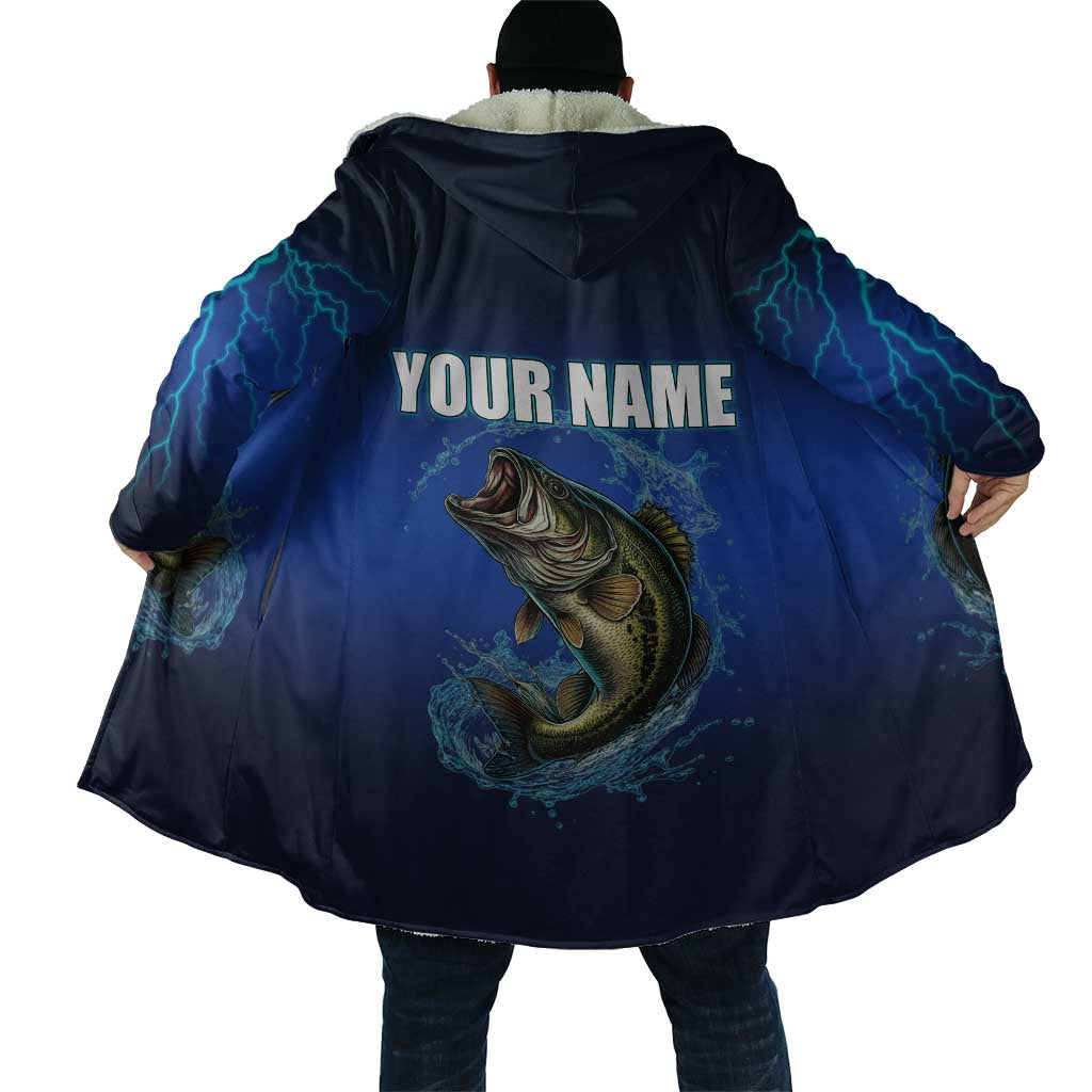 Custom Jumping Bass Fishing Cloak with Water Splash and Lightning Background - Wonder Print Shop