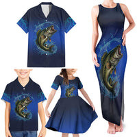 Custom Jumping Bass Fishing Family Matching Tank Maxi Dress and Hawaiian Shirt with Water Splash and Lightning Background - Wonder Print Shop