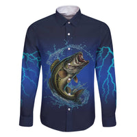 Custom Jumping Bass Fishing Family Matching Tank Maxi Dress and Hawaiian Shirt with Water Splash and Lightning Background - Wonder Print Shop