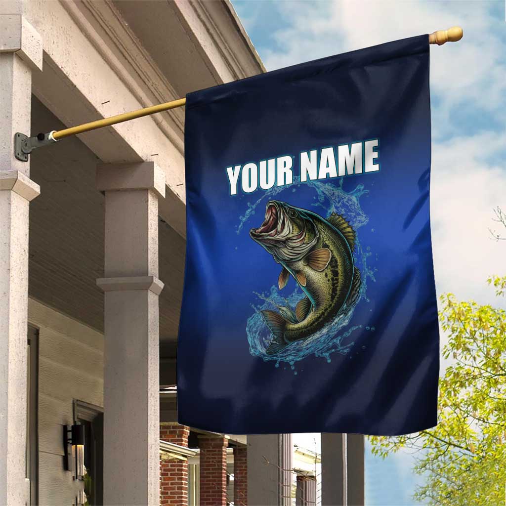 Custom Jumping Bass Fishing Garden Flag with Water Splash and Lightning Background - Wonder Print Shop