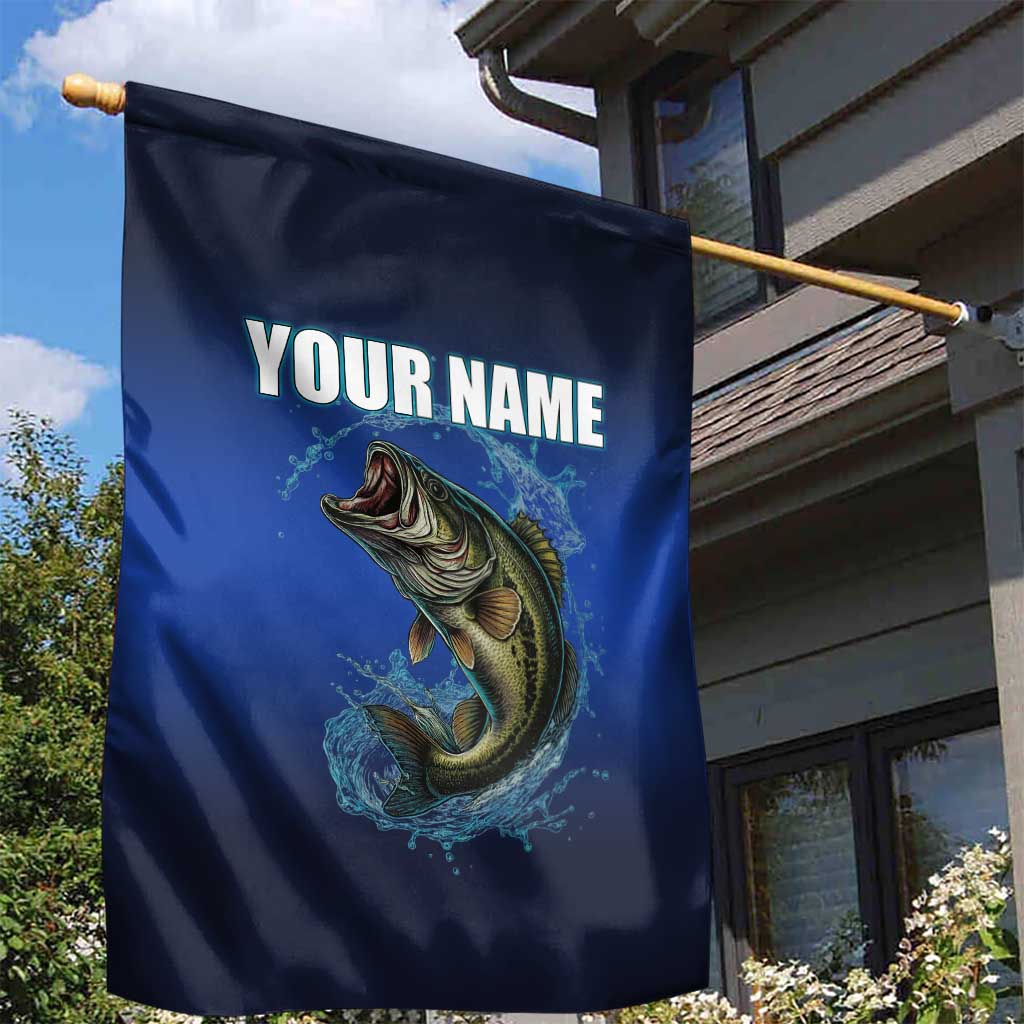 Custom Jumping Bass Fishing Garden Flag with Water Splash and Lightning Background - Wonder Print Shop