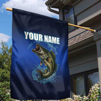 Custom Jumping Bass Fishing Garden Flag with Water Splash and Lightning Background - Wonder Print Shop