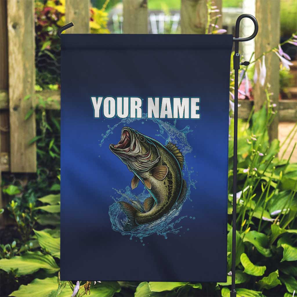 Custom Jumping Bass Fishing Garden Flag with Water Splash and Lightning Background - Wonder Print Shop