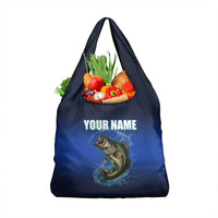 Custom Jumping Bass Fishing Grocery Bag with Water Splash and Lightning Background - Wonder Print Shop