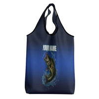 Custom Jumping Bass Fishing Grocery Bag with Water Splash and Lightning Background - Wonder Print Shop