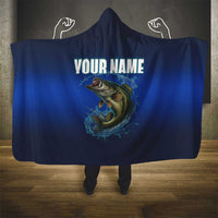 Custom Jumping Bass Fishing Hooded Blanket with Water Splash and Lightning Background - Wonder Print Shop