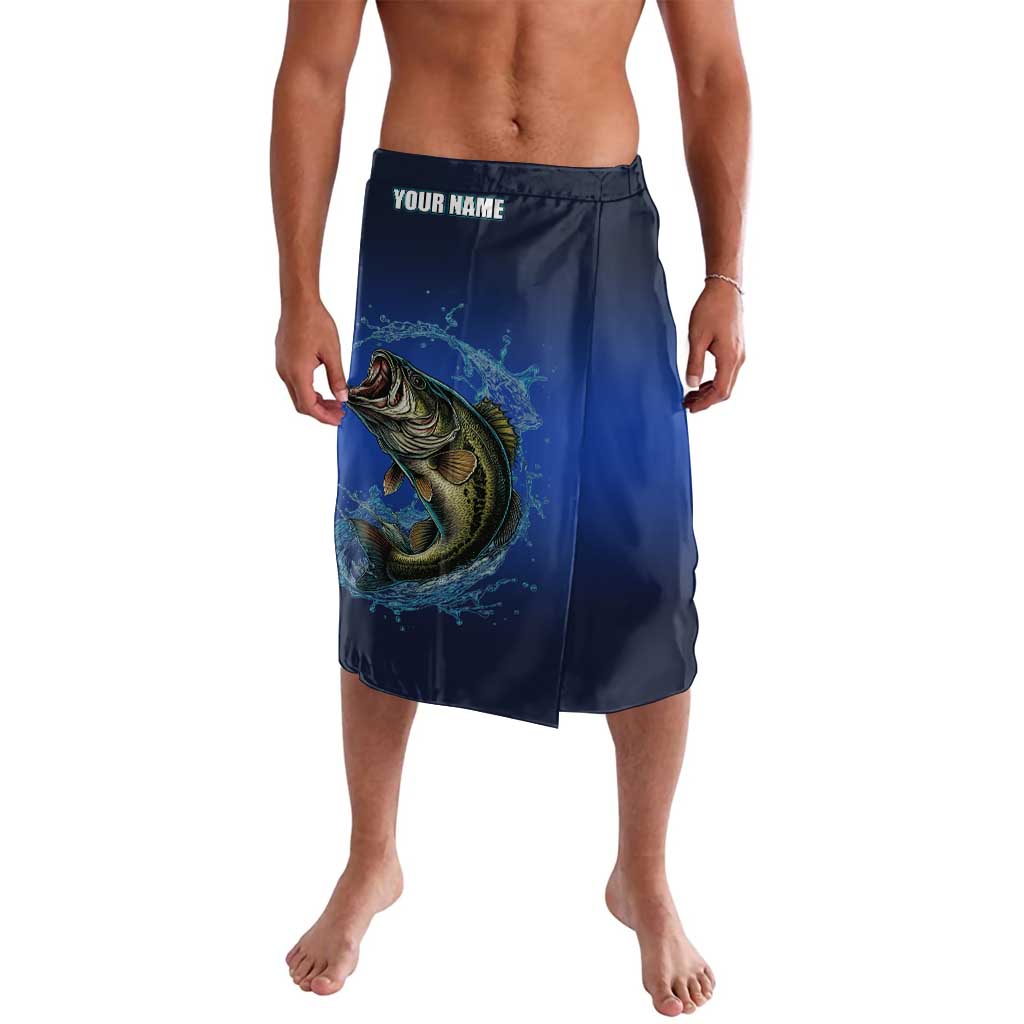 Custom Jumping Bass Fishing Lavalava with Water Splash and Lightning Background - Wonder Print Shop
