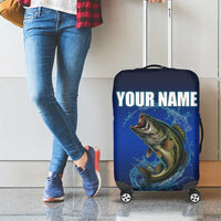 Custom Jumping Bass Fishing Luggage Cover with Water Splash and Lightning Background - Wonder Print Shop