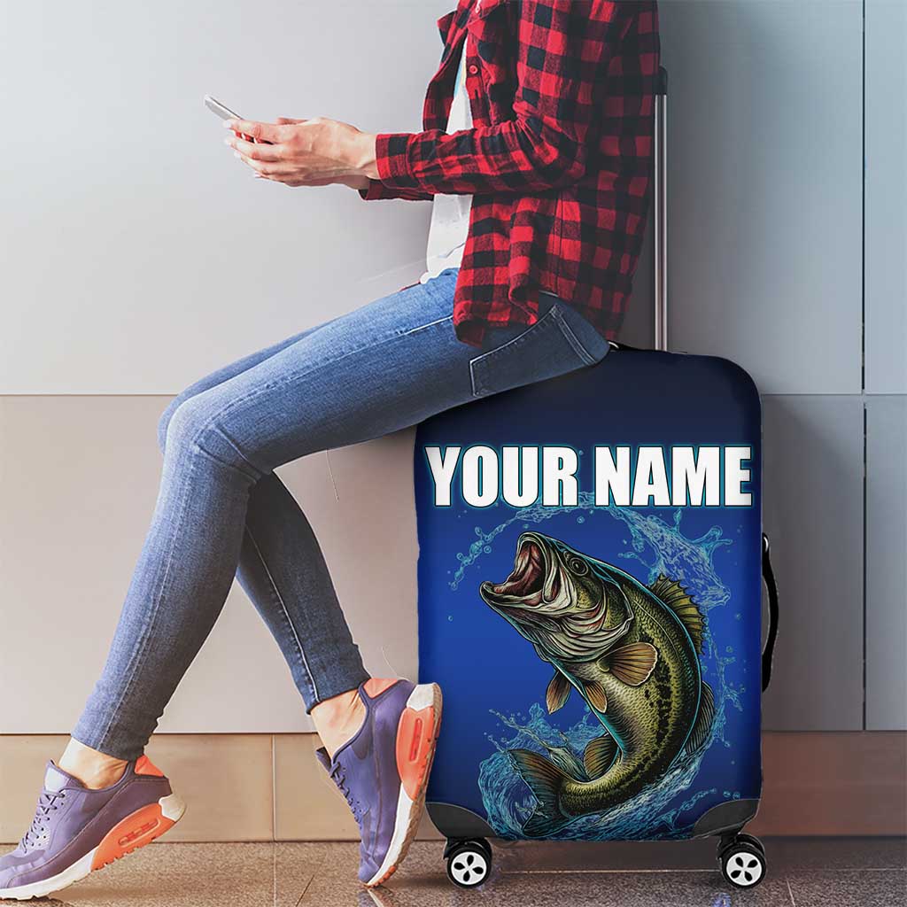 Custom Jumping Bass Fishing Luggage Cover with Water Splash and Lightning Background - Wonder Print Shop