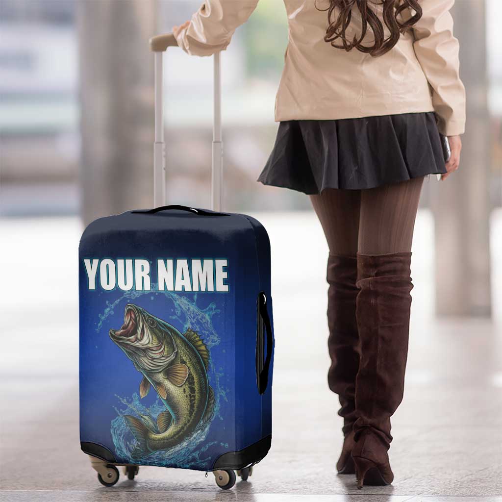 Custom Jumping Bass Fishing Luggage Cover with Water Splash and Lightning Background - Wonder Print Shop