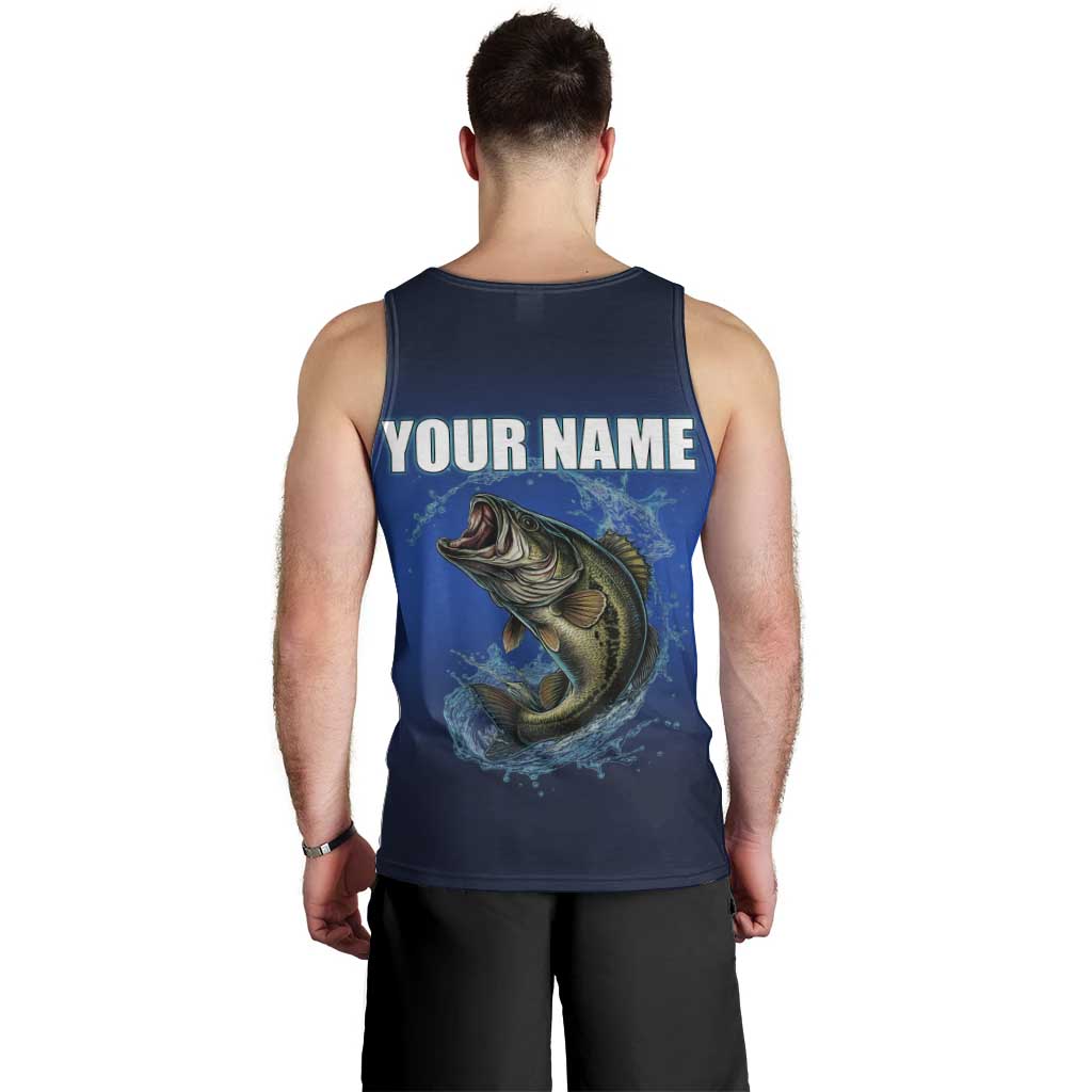 Custom Jumping Bass Fishing Men Tank Top with Water Splash and Lightning Background - Wonder Print Shop