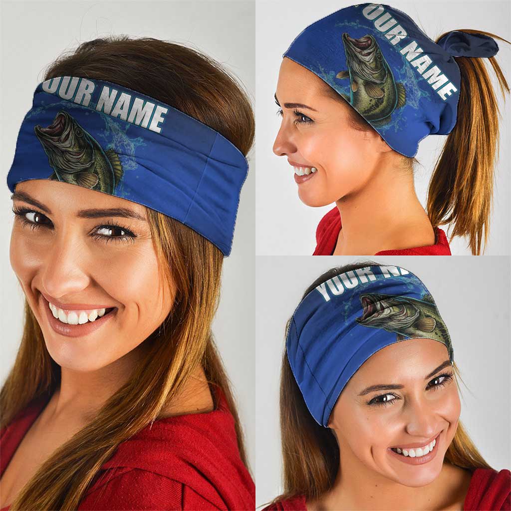 Jumping Bass Fishing Neck Gaiter with Water Splash and Lightning Background TS04