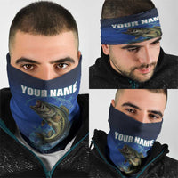 Jumping Bass Fishing Neck Gaiter with Water Splash and Lightning Background TS04