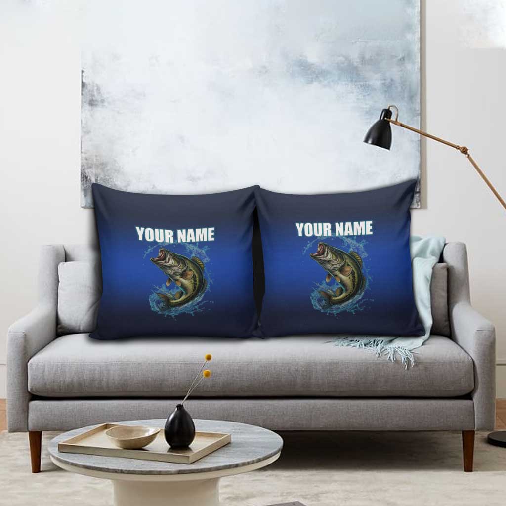 Custom Jumping Bass Fishing Pillow Cover with Water Splash and Lightning Background - Wonder Print Shop