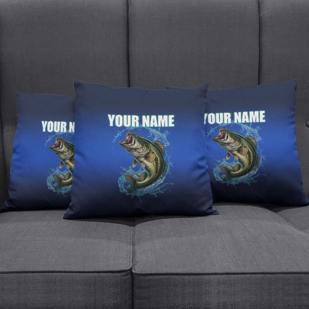Custom Jumping Bass Fishing Pillow Cover with Water Splash and Lightning Background - Wonder Print Shop