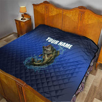 Custom Jumping Bass Fishing Quilt with Water Splash and Lightning Background - Wonder Print Shop