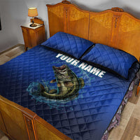 Custom Jumping Bass Fishing Quilt Bed Set with Water Splash and Lightning Background - Wonder Print Shop