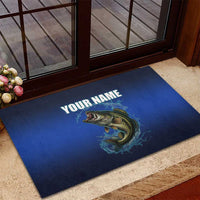 Custom Jumping Bass Fishing Rubber Doormat with Water Splash and Lightning Background - Wonder Print Shop