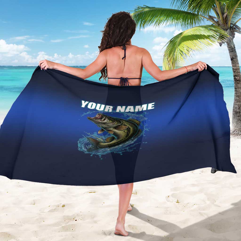 Custom Jumping Bass Fishing Sarong with Water Splash and Lightning Background - Wonder Print Shop