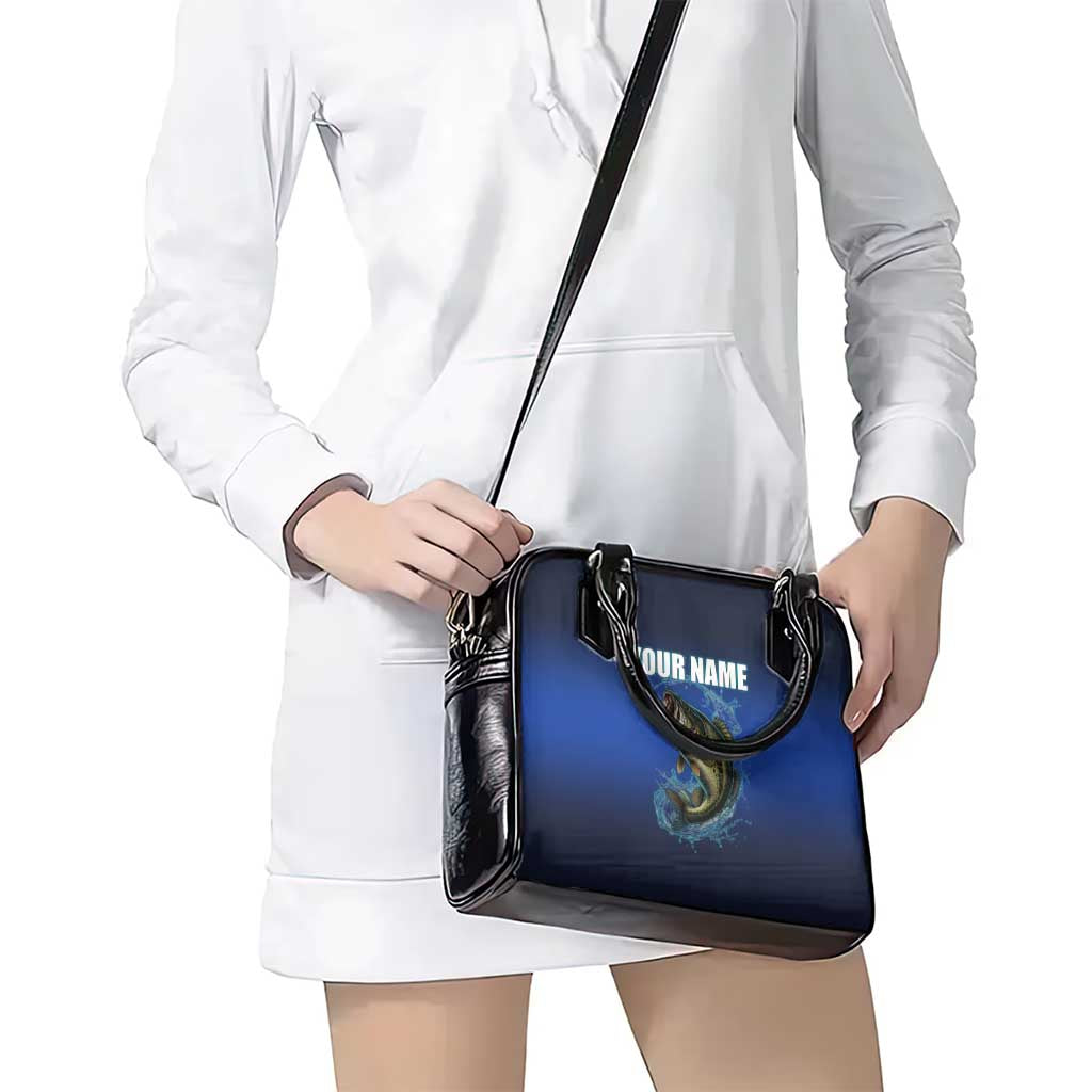 Custom Jumping Bass Fishing Shoulder Handbag with Water Splash and Lightning Background - Wonder Print Shop