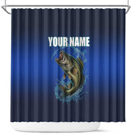 Custom Jumping Bass Fishing Shower Curtain with Water Splash and Lightning Background - Wonder Print Shop