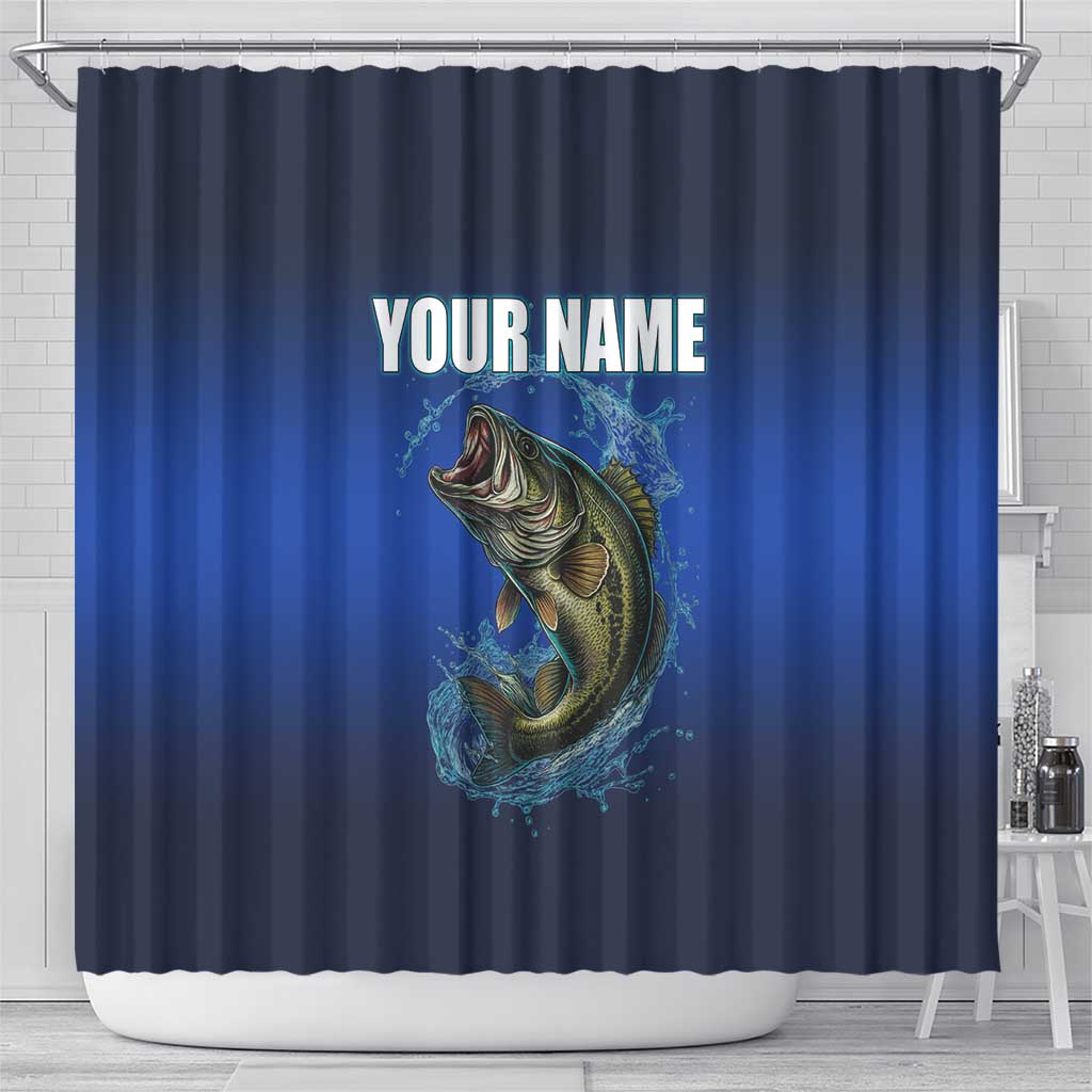 Custom Jumping Bass Fishing Shower Curtain with Water Splash and Lightning Background - Wonder Print Shop