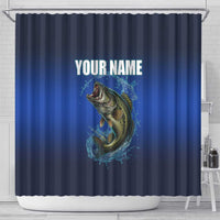 Custom Jumping Bass Fishing Shower Curtain with Water Splash and Lightning Background - Wonder Print Shop