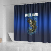 Custom Jumping Bass Fishing Shower Curtain with Water Splash and Lightning Background - Wonder Print Shop