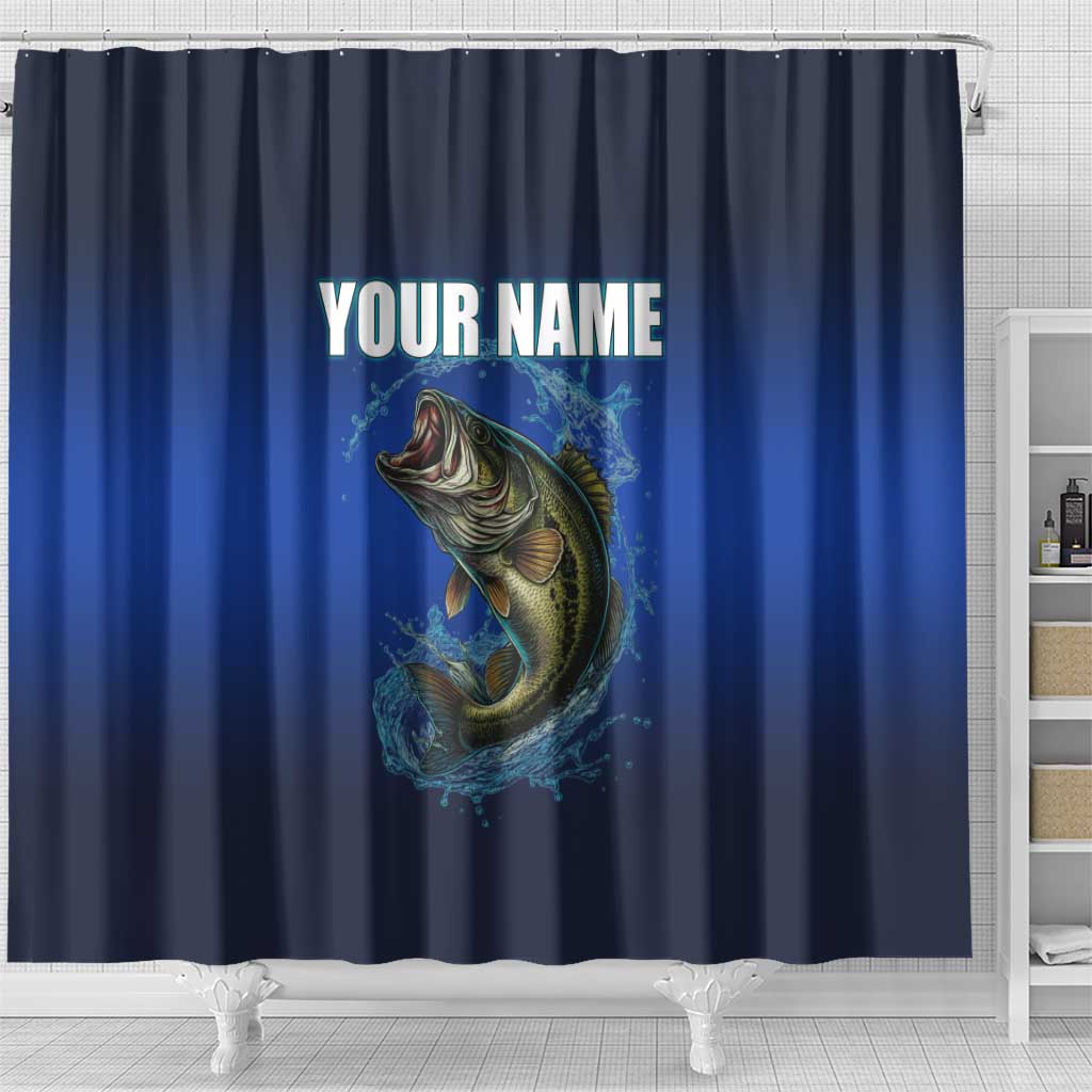 Custom Jumping Bass Fishing Shower Curtain with Water Splash and Lightning Background - Wonder Print Shop