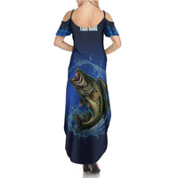 Custom Jumping Bass Fishing Summer Maxi Dress with Water Splash and Lightning Background - Wonder Print Shop