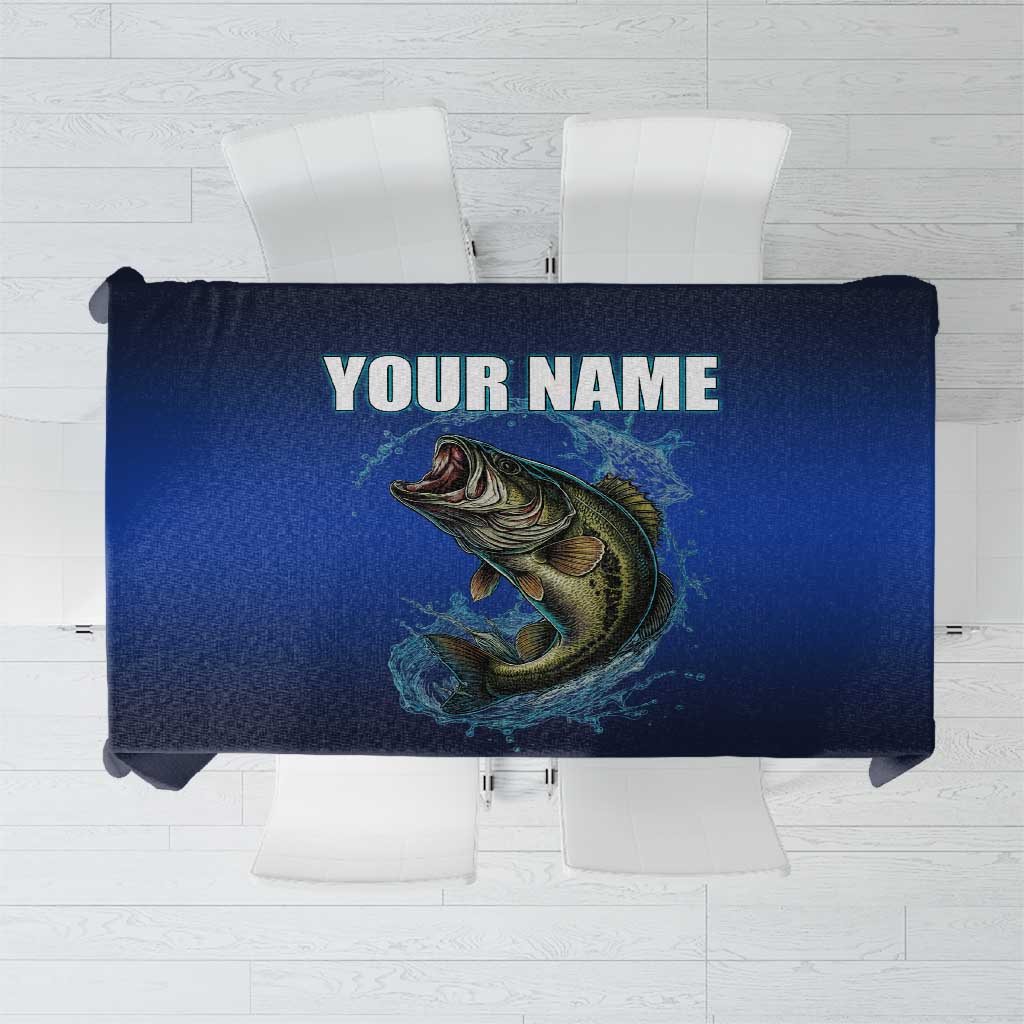 Custom Jumping Bass Fishing Tablecloth with Water Splash and Lightning Background - Wonder Print Shop