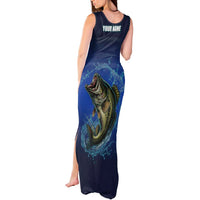Custom Jumping Bass Fishing Tank Maxi Dress with Water Splash and Lightning Background - Wonder Print Shop