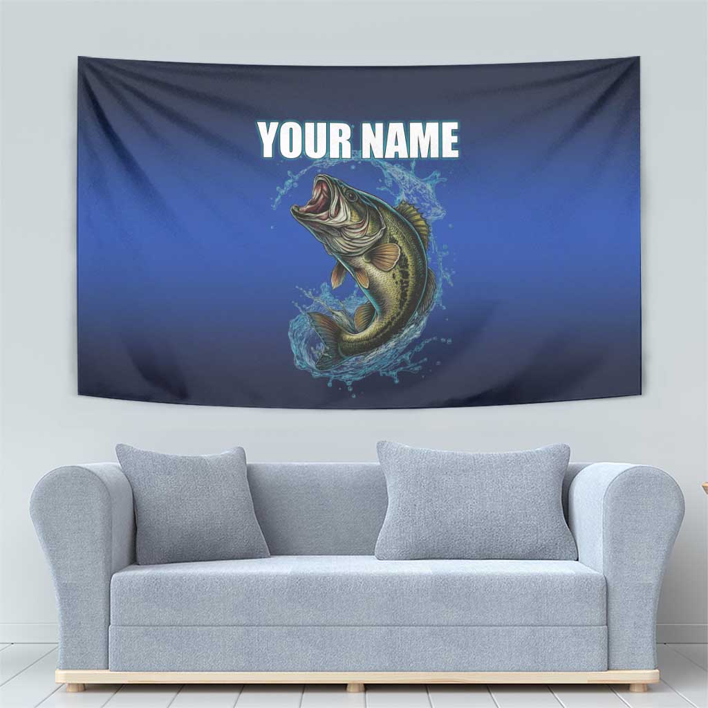 Custom Jumping Bass Fishing Tapestry with Water Splash and Lightning Background - Wonder Print Shop