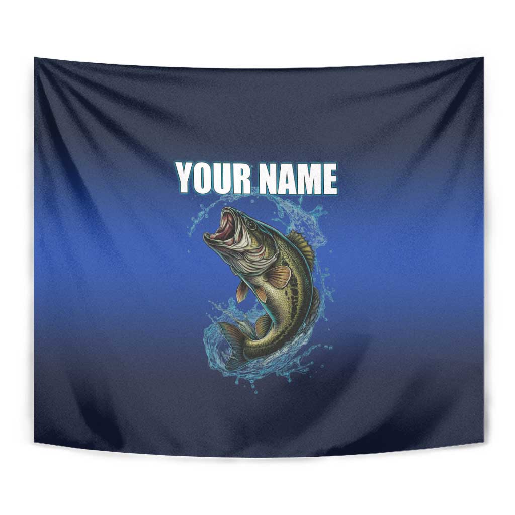 Custom Jumping Bass Fishing Tapestry with Water Splash and Lightning Background - Wonder Print Shop