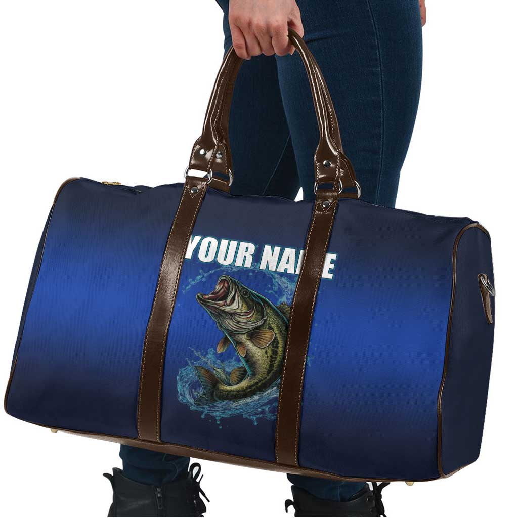 Custom Jumping Bass Fishing Travel Bag with Water Splash and Lightning Background - Wonder Print Shop