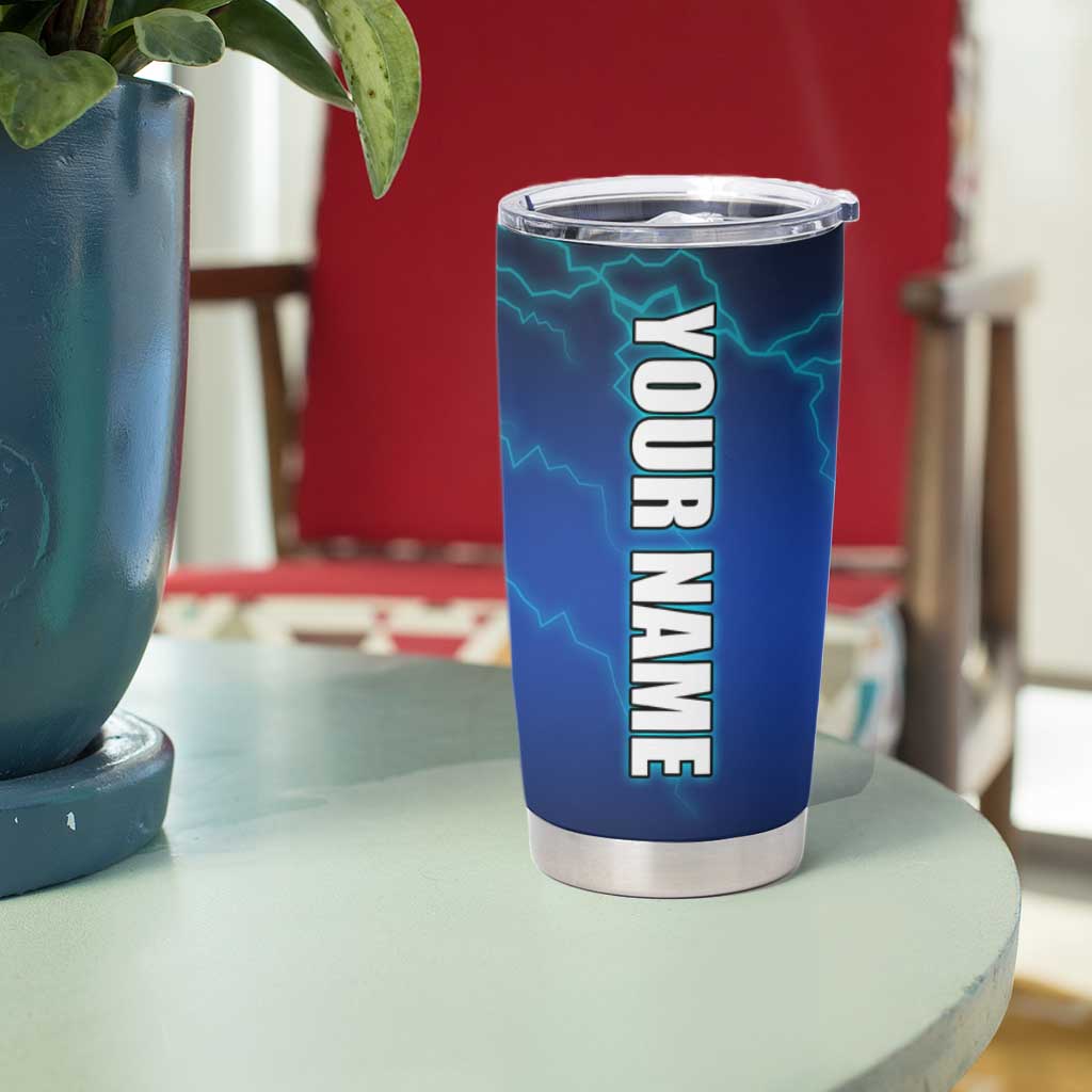 Custom Jumping Bass Fishing Tumbler Cup with Water Splash and Lightning Background - Wonder Print Shop