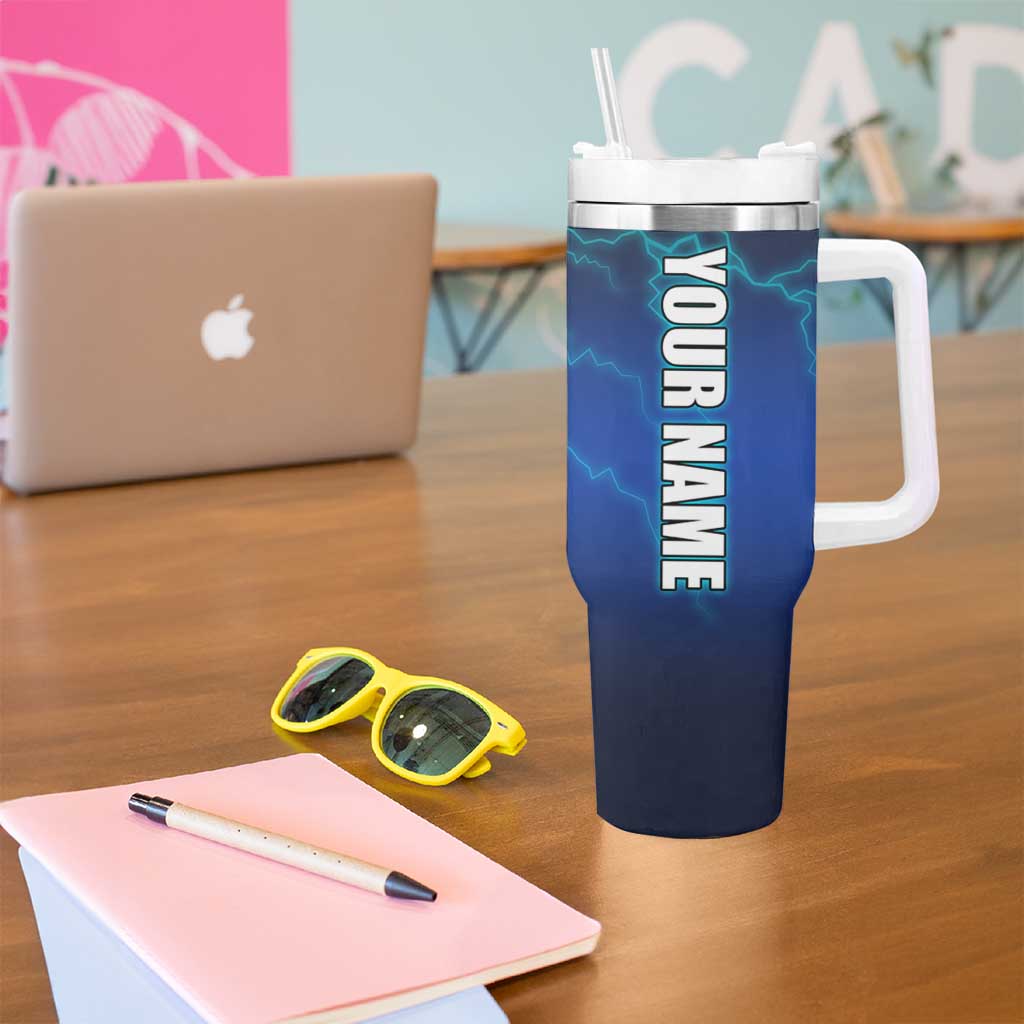 Custom Jumping Bass Fishing Tumbler With Handle with Water Splash and Lightning Background - Wonder Print Shop