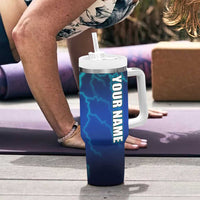 Custom Jumping Bass Fishing Tumbler With Handle with Water Splash and Lightning Background - Wonder Print Shop