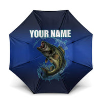 Custom Jumping Bass Fishing Umbrella with Water Splash and Lightning Background - Wonder Print Shop