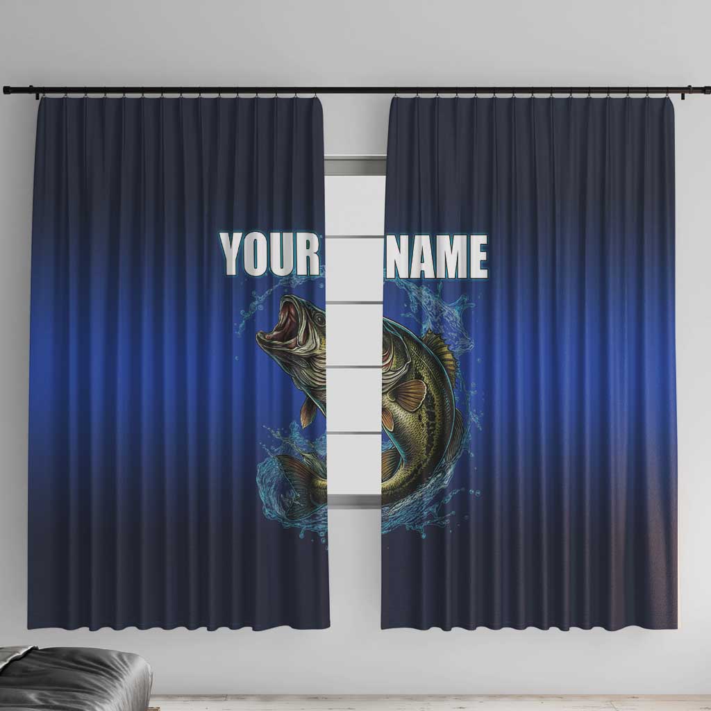 Custom Jumping Bass Fishing Window Curtain with Water Splash and Lightning Background - Wonder Print Shop