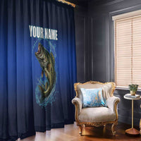 Custom Jumping Bass Fishing Window Curtain with Water Splash and Lightning Background - Wonder Print Shop