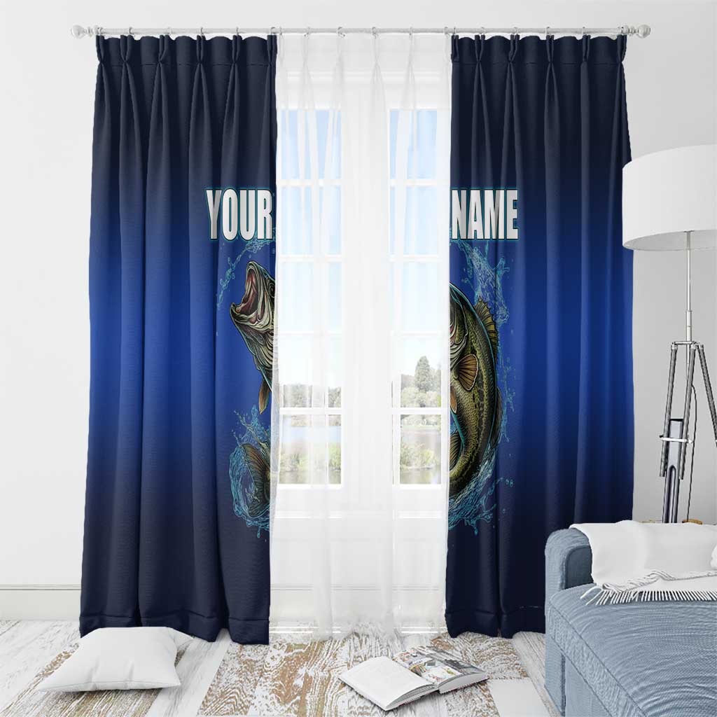 Custom Jumping Bass Fishing Window Curtain with Water Splash and Lightning Background - Wonder Print Shop