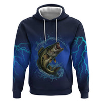 Custom Jumping Bass Fishing Zip Hoodie with Water Splash and Lightning Background - Wonder Print Shop