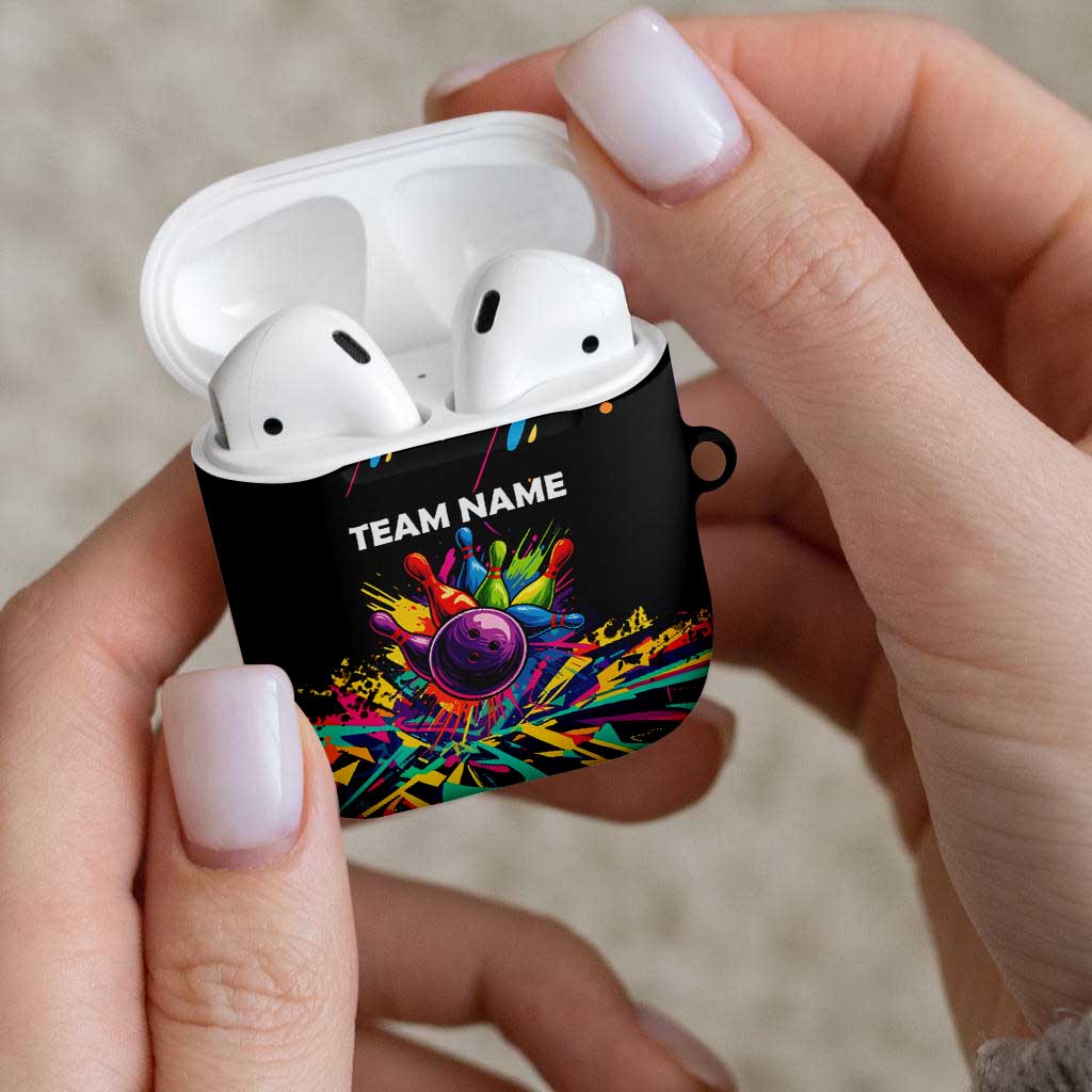 Colorful Bowling Ball and Pins Graphic AirPods Case Custom with Paint Splash - Wonder Print Shop