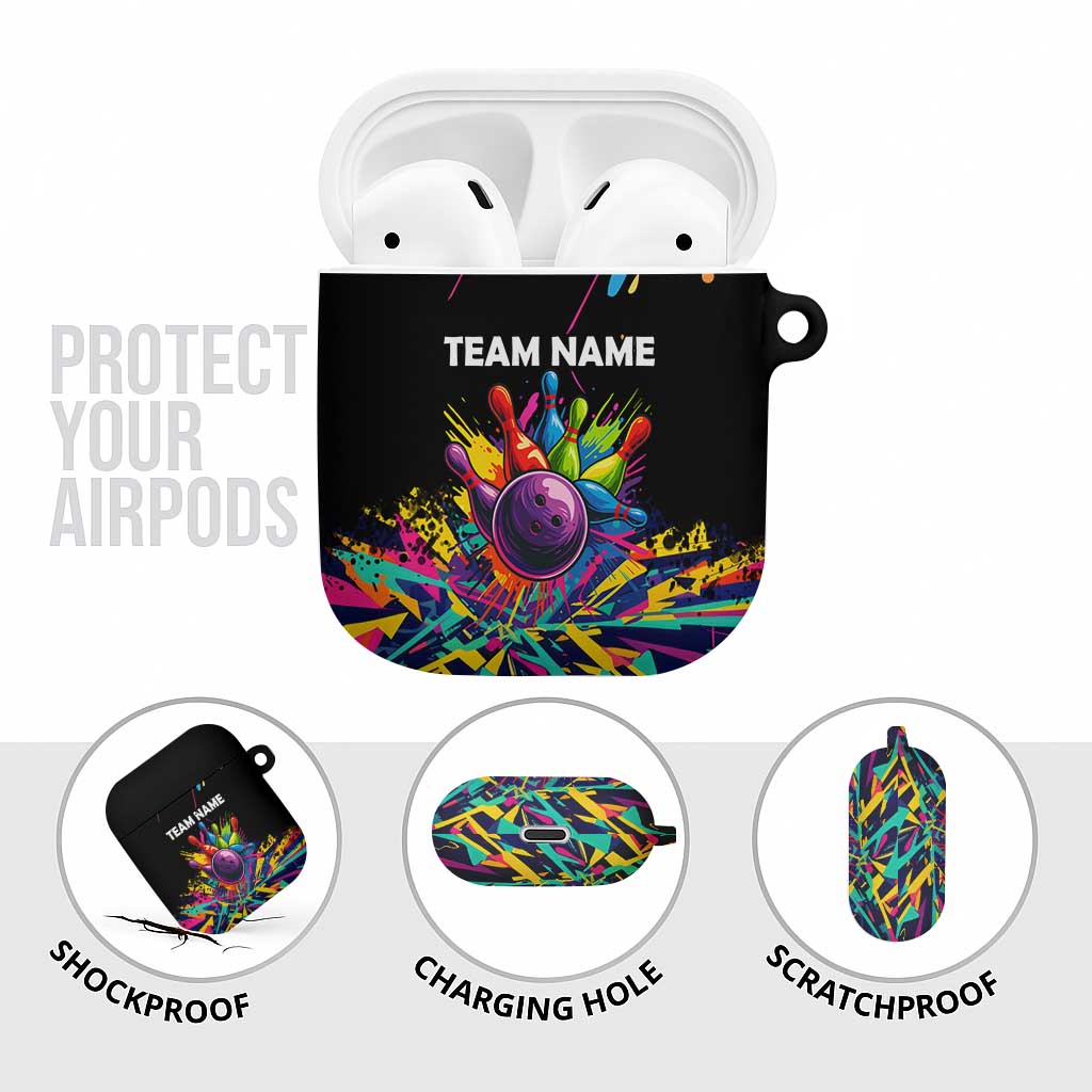 Colorful Bowling Ball and Pins Graphic AirPods Case Custom with Paint Splash - Wonder Print Shop
