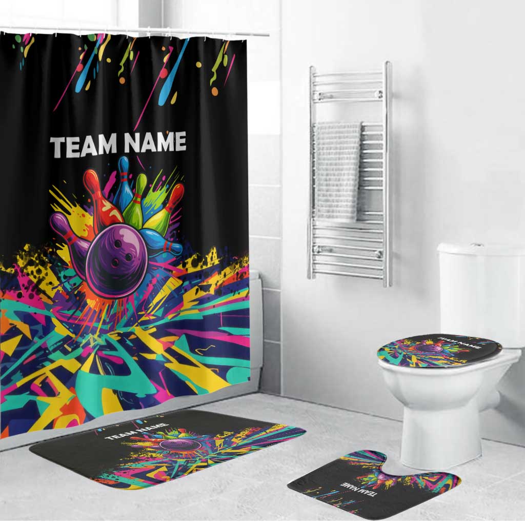Colorful Bowling Ball and Pins Graphic Bathroom Set Custom with Paint Splash - Wonder Print Shop