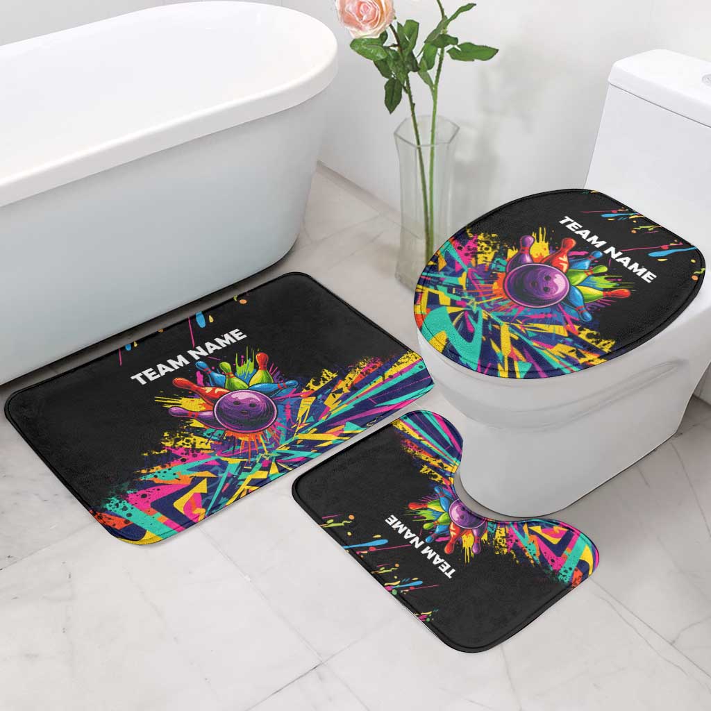 Colorful Bowling Ball and Pins Graphic Bathroom Set Custom with Paint Splash - Wonder Print Shop